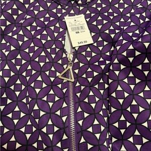 Ashley Stewart Purple and White Geometric Jacket